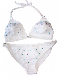 Witte bikini met strass-steentjes