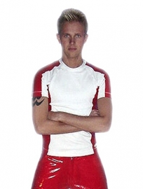 Heren shirt lycra met rood lak
