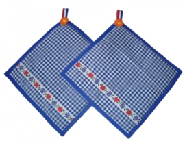 Pannelap in boerenbont blauw-wit