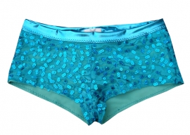 Hotpants turquoise van kant