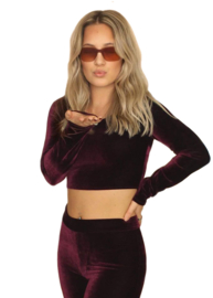 Fluwelen crop top lange mouw