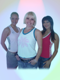 Wit topje roze bloem maat S