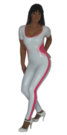 Wit met rose lak catsuit