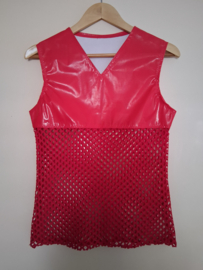Rood net shirt met lak maat S enM