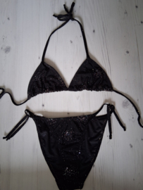 Zwarte glitter bikini maat S/M