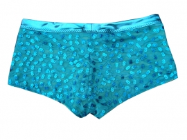 Hotpants turquoise van kant