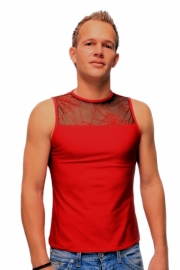 Rood herenshirt met spinneweb