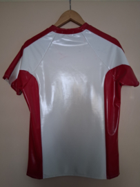 Heren lakshirt rood-wit maat S/M