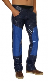 Heren lak broek in navy met royal blauw