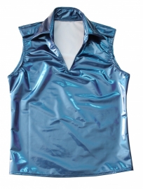 Metallic blauw lak heren shirt