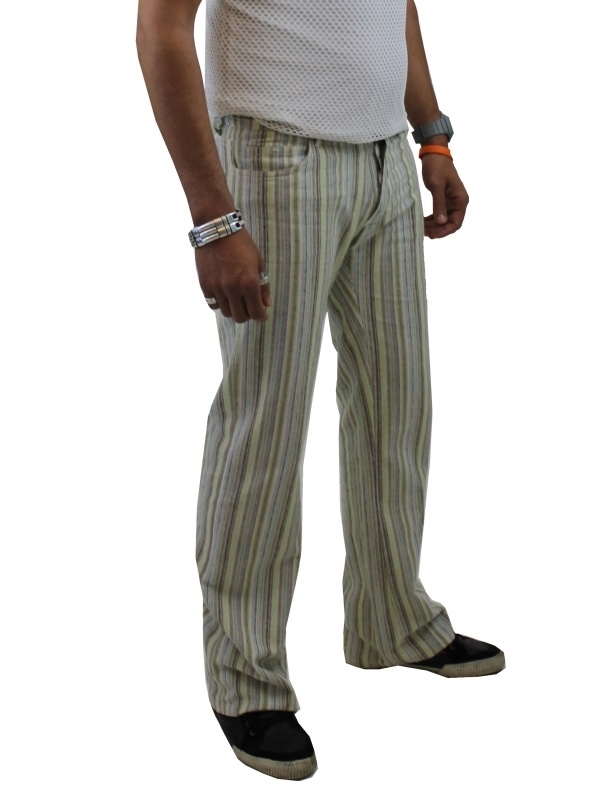 Kilometers hond juni Streep linnen heren broek (Maat Heren broek: W28 ,Lengte broekspijp: L30  (76cm)) | Casual kleding | Brizjied Fashion