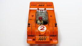 3203 Porsche Can-Am oranje nr: 2 (spiegels chrome, gestempeld)