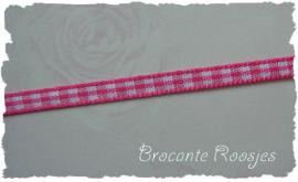 (O-017) Ruitjesband - 5mm - fuchsia - 52cm