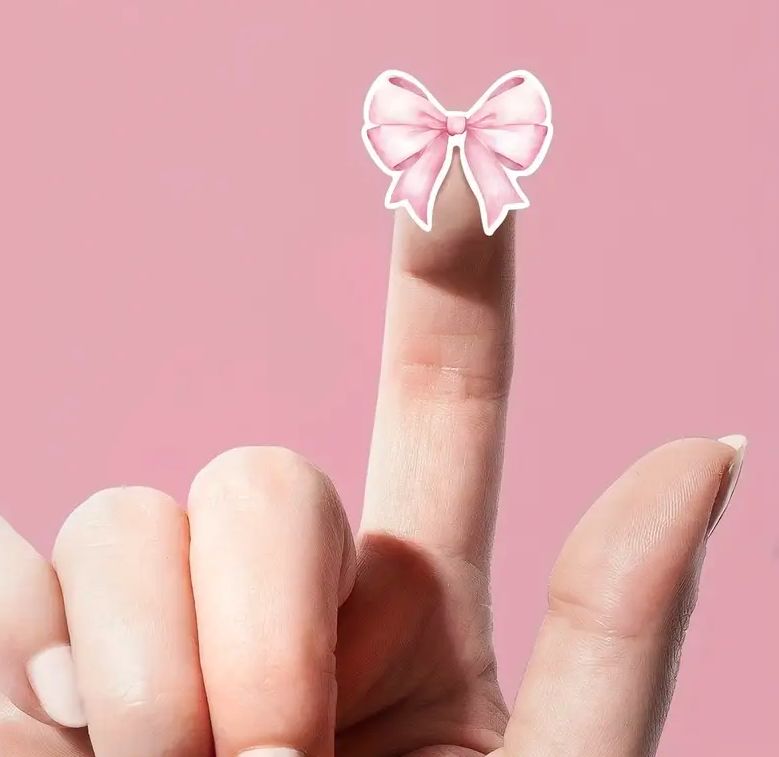 20 Stickers  - strikje - roze - 3cm
