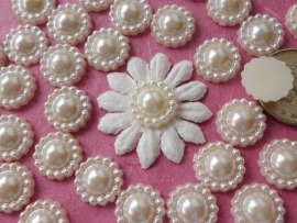 (FLp-006)  Flatback parel met randje - creme - 8mm