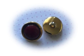 (Kn-009) Knoopje - bordeaux-rood/goud - 18mm