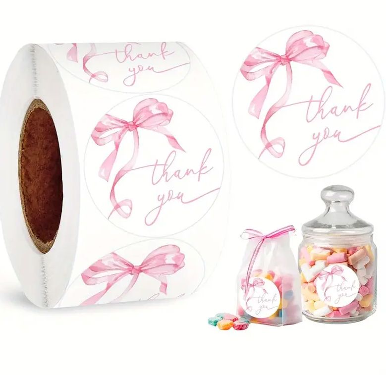 25 Stickers - Thank You - strik - roze