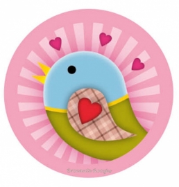 (FB-012) Flatback button - vintage vogeltje - roze
