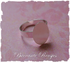 (Rp-007) Verstelbare ring met ovaal plakvlakje 16x12mm - diameter 17mm