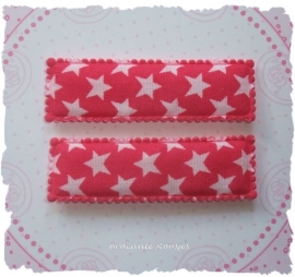 (HO-RE-D-004) 2 hoesjes - recht - sterretjes - fuchsia