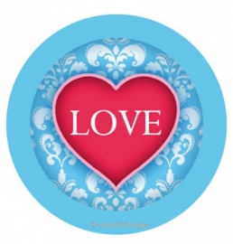 (FB-036) Flatback button - hartje - LOVE - blauw