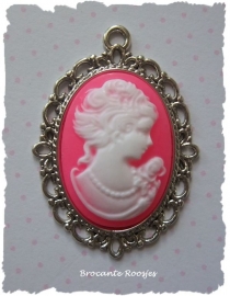 (FL-ca-002) Flatback - camee - brocante dame - fuchsia