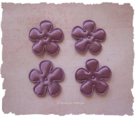 (BLE-021a.1) 4 satijnen bloemen - violet - 25mm