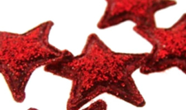 (Ster-012a) 4 glitter sterretjes - rood - 13mm