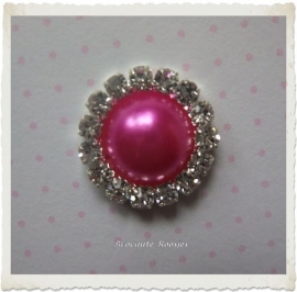 (FLp-019) Flatback - parel - strass - fuchsia - 15mm