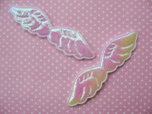 (KE-004) 2 Engelen-vleugeltjes - parelmoer glans  - 7.5 cm