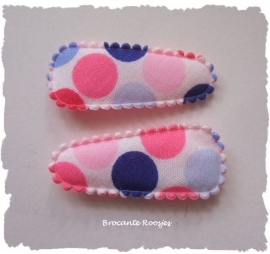 (HOBs-026) 2 baby hoesjes - grote stippen - roze/blauw - 35mm