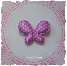 (V-020) Vlinder - polka dot - lila/paars - 4cm