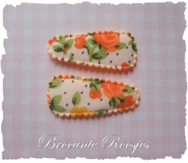 (HOBd-020) 2 hoesjes - baby - roosjes & bloemetjes - oranje