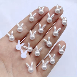 (FL-div-005 Flatback - Paashaasje - wit - 10x13mm