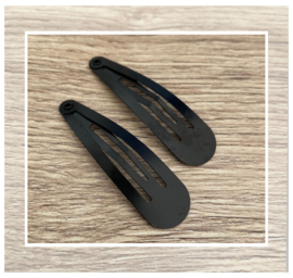 (HA-012) 2 klik-klak haarspeldjes - mat zwart - 5cm