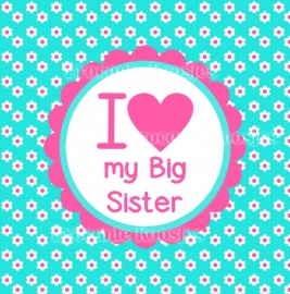 (FB-028) Flatback button - I love my big sister