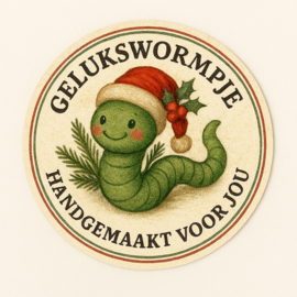 Sticker - gelukswormpje - Kerst - 4cm