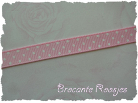 (STG-001) Stippenband - grosgrain - licht roze - 10mm