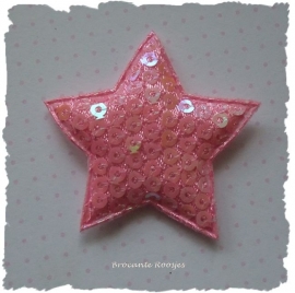 (Ster-055) Ster - pailletjes - roze - 4cm
