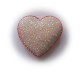 (H-040) Glitter hart - roze - 37mm