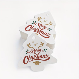Kerstlabel - Merry Christmas - kerstboompje