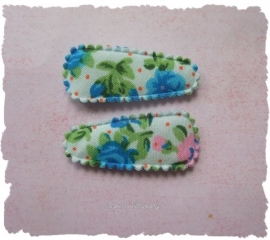 (HOBd-017) 2 hoesjes - roosjes & bloemetjes - aqua