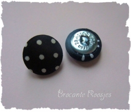 (SK-016) Stofknoopje - 18mm - stipje - zwart