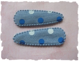 (HOS-025) 2 hoesjes - denim blue - witte & blauwe stippen - 55mm