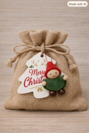 Kerstlabel - Merry Christmas - kerstboompje