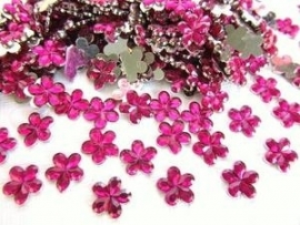 (FL-bl-008) Flatback - strass - bloemetje - fuchsia - 10mm