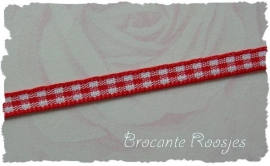 (RU-003) Ruitjesband - rood - 5mm