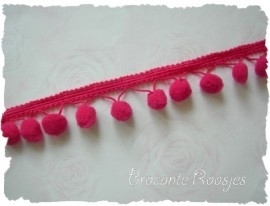 (BO-004) Bolletjesband - fuchsia