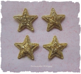 (Ster-014) 4 glitter sterretjes - goud - 13mm