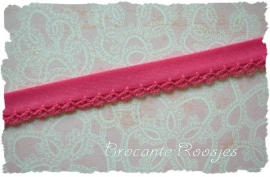 (O-021) Biaisband met kantje - fuchsia - 85cm